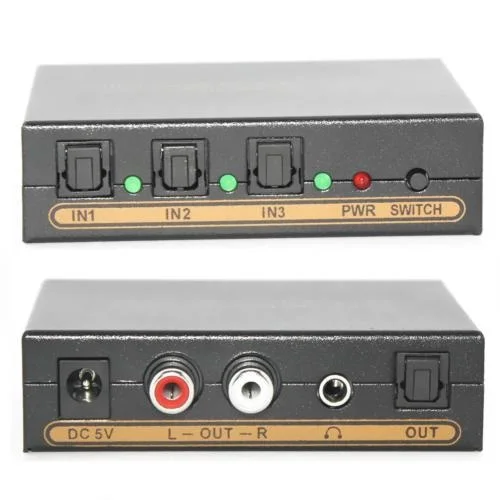 

1pcs/Lot SPDIF/TOSLINK Digital Optical Audio 3x1 Switch With 5.1CH Decoder for Stereo Out.Free shipping with tracking