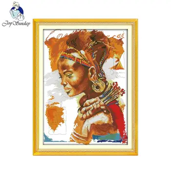 

Joy sunday figure style The African woman cross stitch stitches size chart pattern kits embroidery painting for hand make craft