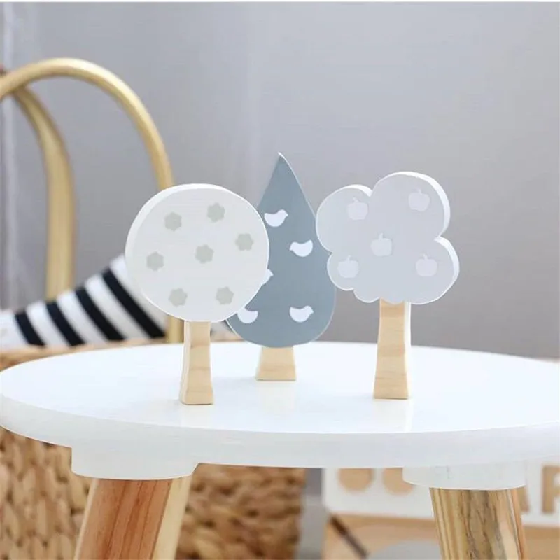 

Nordic Woodland Wood Tree Block Decorative Handmade Kids Bookends Wall Decor Wooden Tree Baby Room Decoration Props Best Gifts