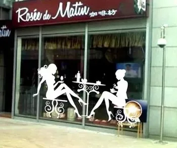 

Fashionable glass window sticker coffee drink bar shop sexy lady decorative adhesive advertising poster wall store sticker