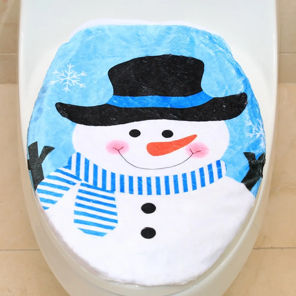 

Christmas Home Decorations Snowman Santa Claus Toilet Lid Cover New Year Xmas Christmas Ornaments Bathroom Supply Gift