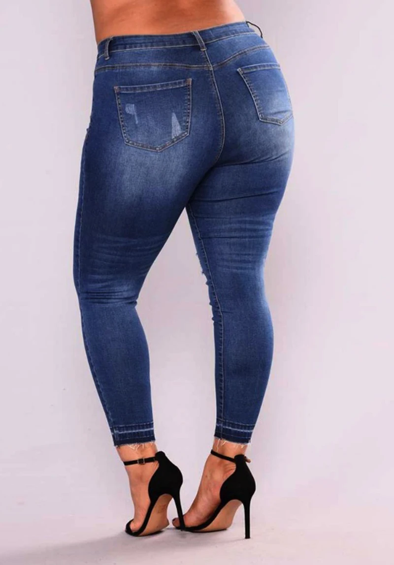 Плюс сайз для полных джинсы для женщин для Высокая талия карандаш женские джинсовые брюки рваные промывают модные 4XL 5XL 6XL 7XL большой хип