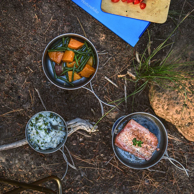 Naturehike de titanio colgante olla taza con fianza plegable de Camping al aire libre comedor utensilios de cocina 800 ml 1250 ml