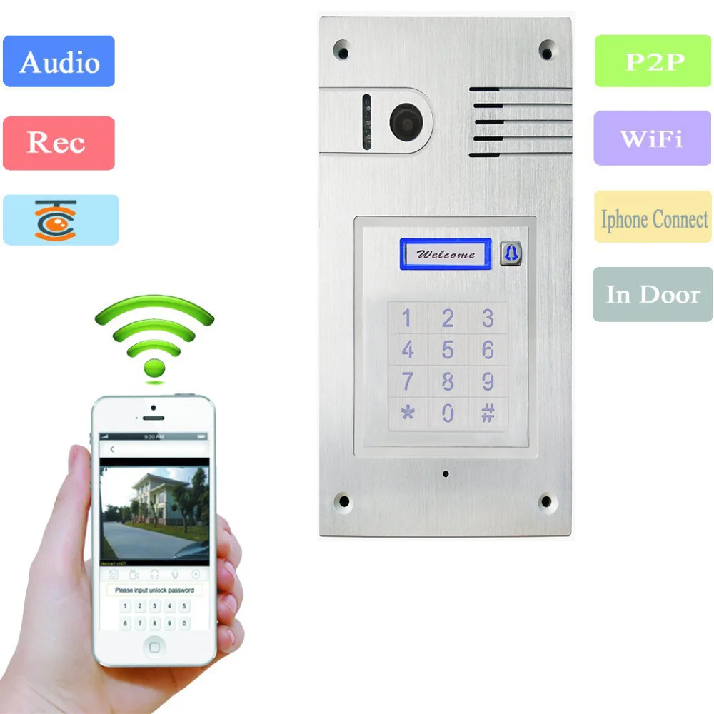 Wifi Wireless ip video Door Intercom System Doorbell Door Phone HD camera embedded wall Metal case Remote Control