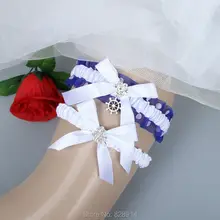 Дизайн Белая лента эластичная Свадебная подвязка для невесты со стразами и Carbons