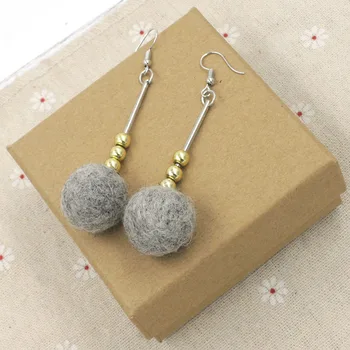 

GEOMETRIC FELT BALL dangle earring morden everyday grey bead 2019 newest woman lady girl SILVER GOLD ER087