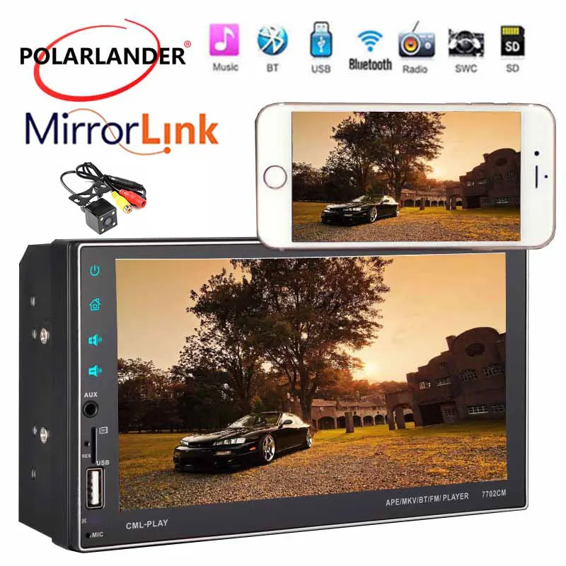 Зеркало Link USB/AUX/FM/SD/SWC MP5 плеер стерео Bluetooth емкостный экран 2018 новый HD 7 &quot2 Din