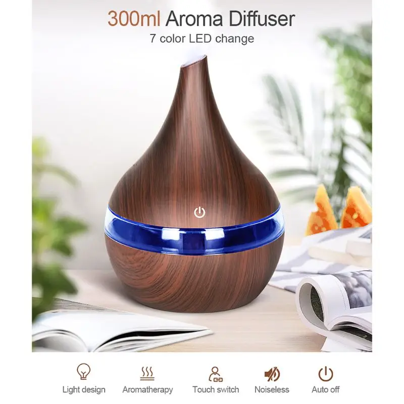 

300ml USB Air Humidifier Diffuser Ultrasonic Aroma Essential Oils 7 Color Changing LED Light
