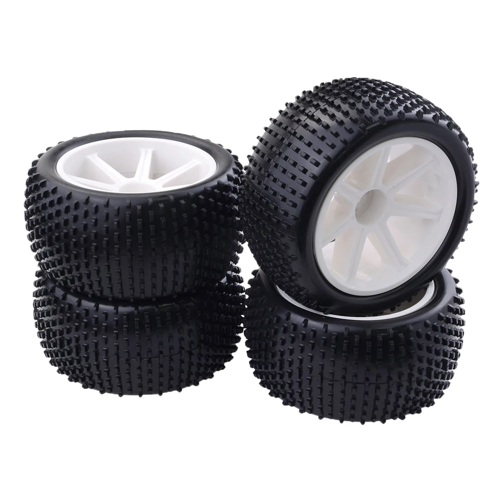 4 Pieces/Set 1/10 Buggy Truck RC Wheels Rubber Tire for 1:10 HSP Hongnor ZD Racing LRP VRX Redcat FTX Carnage Crawler Car