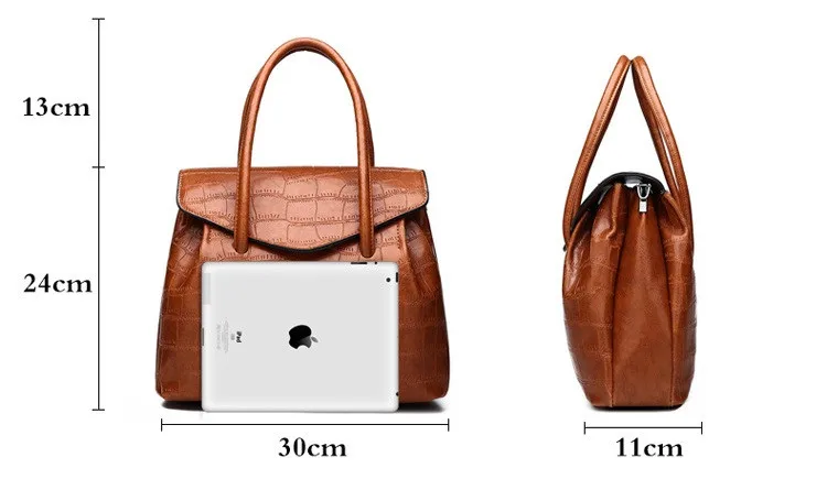 MJ Women Handbag Alligator PU Leather Shoulder Bag Female Large Capacity Top-Handle Bags Luxury PU Leather Tote Messenger Bag (2)