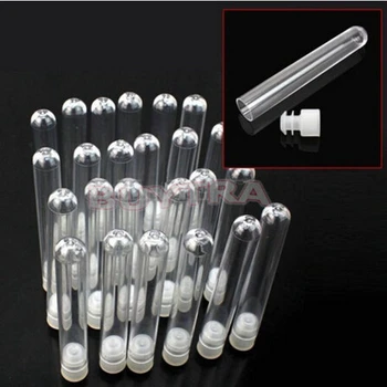 

10 Pcs Clear Plastic Test Tube With Cap 12x100mm U-shaped Bottom Long Transparent Test Tube Lab Supplies