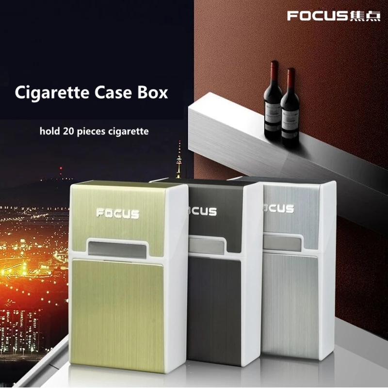 

FOCUS Metal Cigarette Box Food Grade Plastic Cigarette Holder 20 Pieces Cigarette Case Box Magnet Design Crush Resistance Box