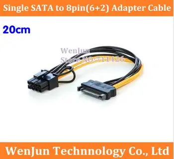 

best price Single SATA 15pin to 8pin(6+2) Powr Adapter Cable 20cm 15pin SATA MALE to 8pin Power Supply Cable 2pcs/lot