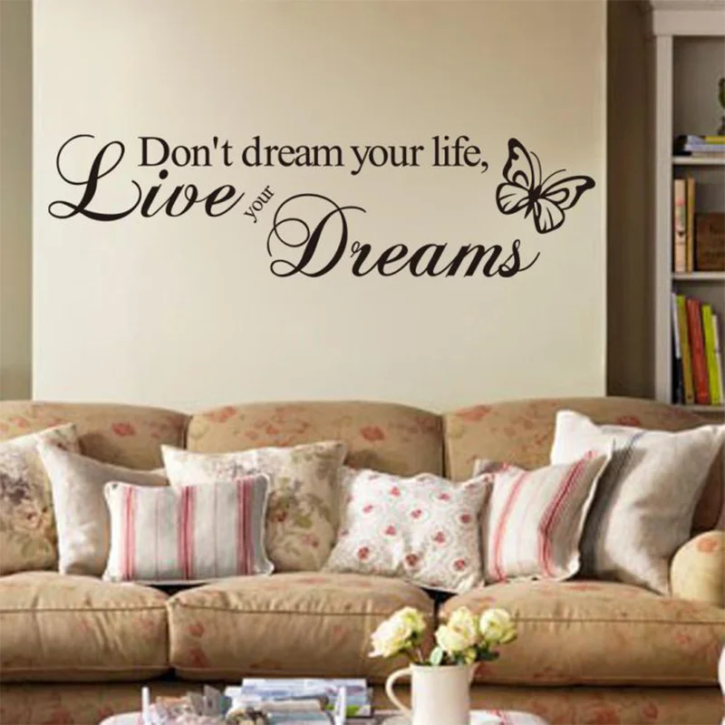 

Hot Sale Removable Luminous Environmental PVC Wall Sticker Words Dont Dream Your Life For Living Room