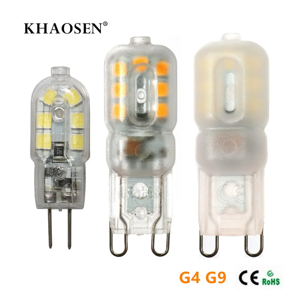 Светодиодная мини лампа Khaosen G4 G9 3 Вт 220 В/230 В переменного тока 12 постоянного SMD2835