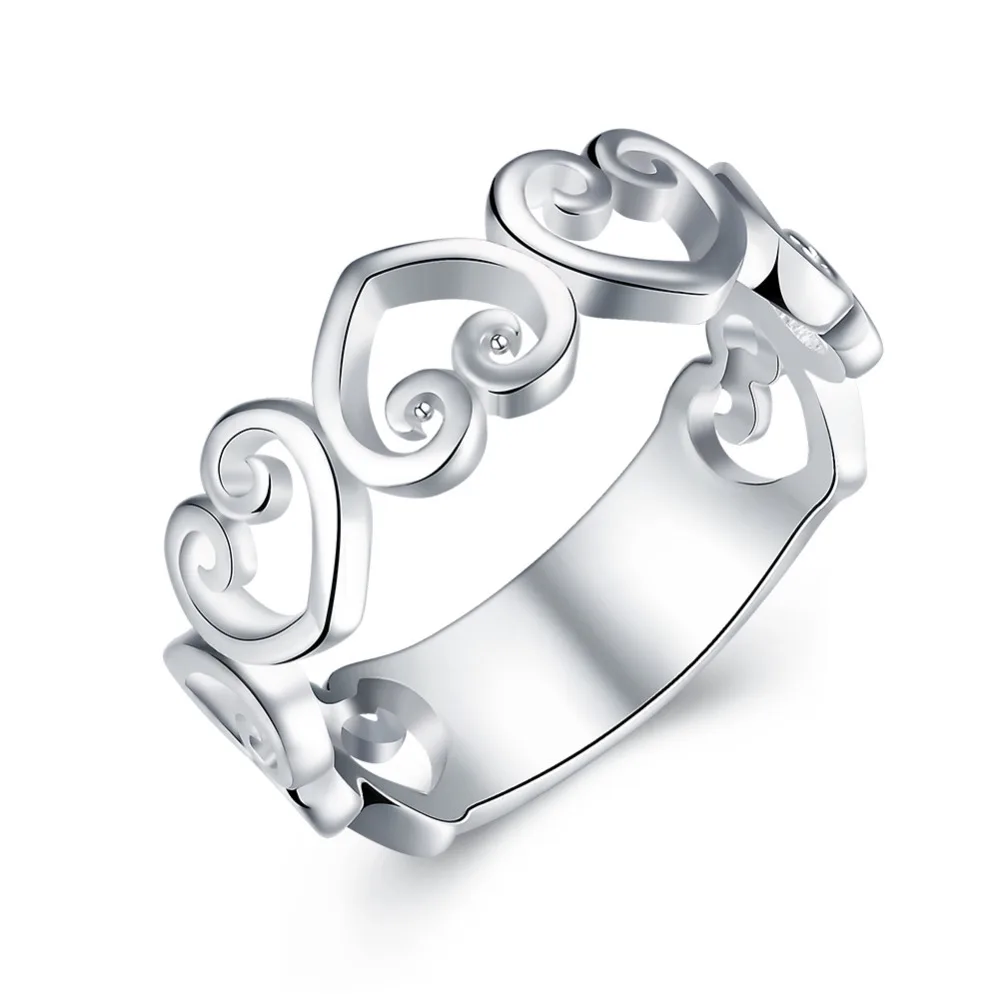 JEXXI New Arrival Love Heart Link Rings Women S90 Silver Girls Party Birthday Valentine's Gift Women Engagement Rings