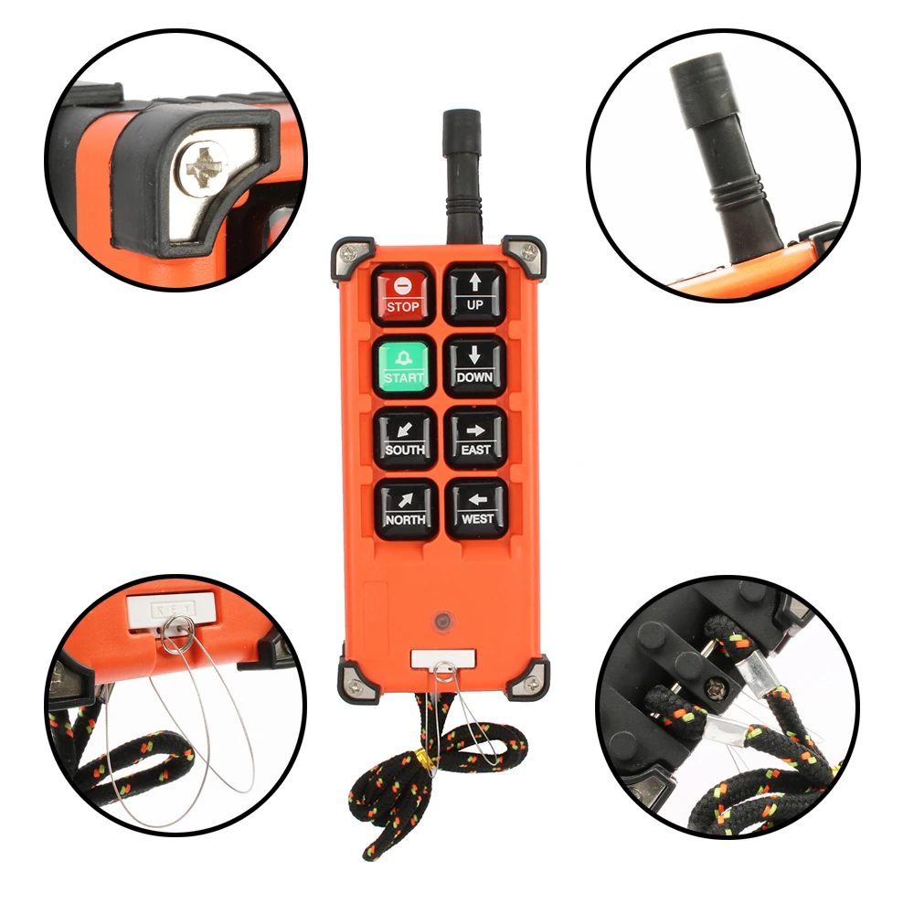 DIANQI Industrial control remoto de grúa de interruptor de botón de empuje con 8 Botones 1 RECEPTOR + 1 transmisor para camión polipasto crane - 2