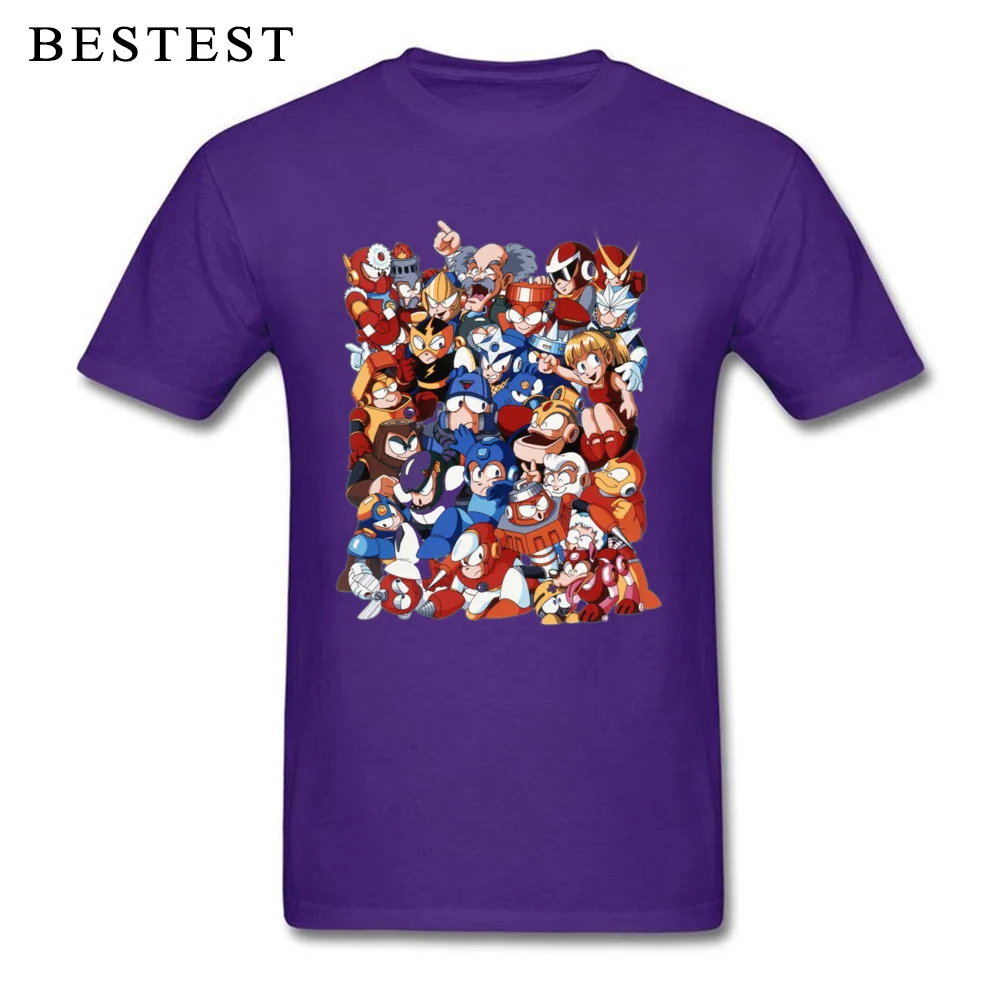 Custom Classic Mega Man characters 7427 T-shirts for Men Fashion Father Day O-Neck 100% Cotton Short Sleeve T-shirts T Shirts Classic Mega Man characters 7427 purple