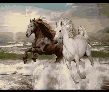 

Painting By Numbers DIY Dropshipping 40x50 50x65cm Horse Gallop Pentium Animal Canvas Wedding Decoration Art picture Gift