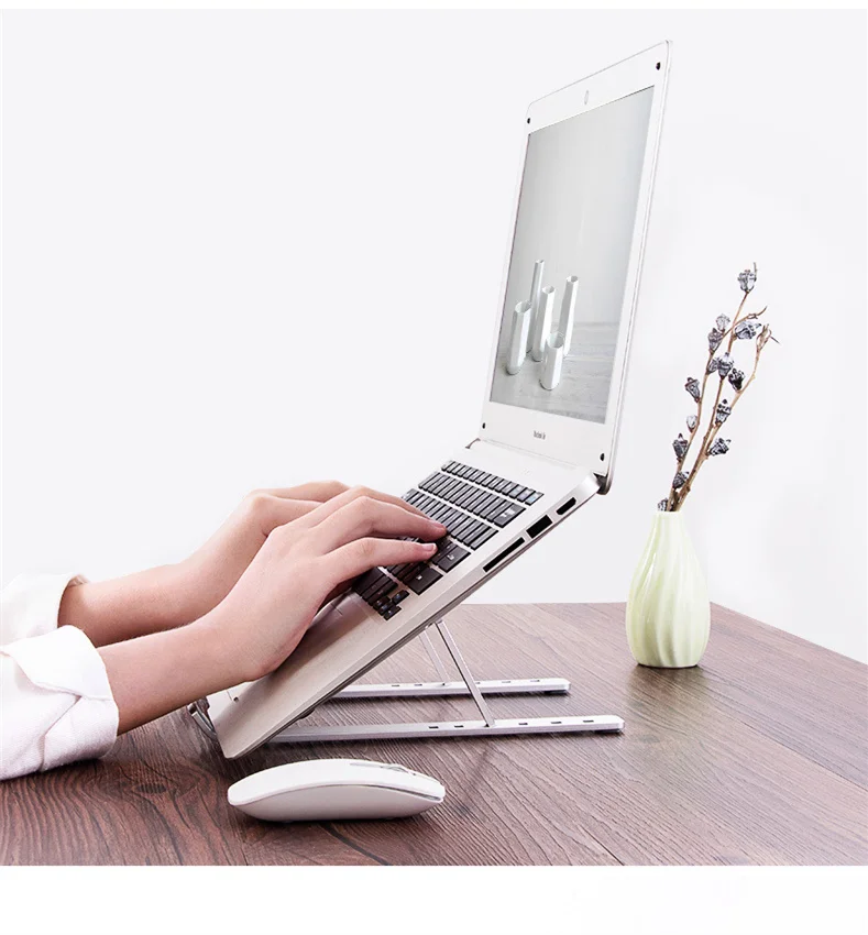 Портативная подставка для ноутбука, 6 высоты, Регулируемый Алюминиевый Настольный вентилируемый охлаждающий держатель, складной Ультра для MacBook до 15,6 дюймов