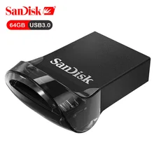 Двойной Флеш-накопитель SanDisk USB флэш-накопитель Ultra Fit 64 Гб USB 3,1 диск 130 МБ/с. читать Скорость флэш-накопитель палка с вытяжным шнуром для ПК