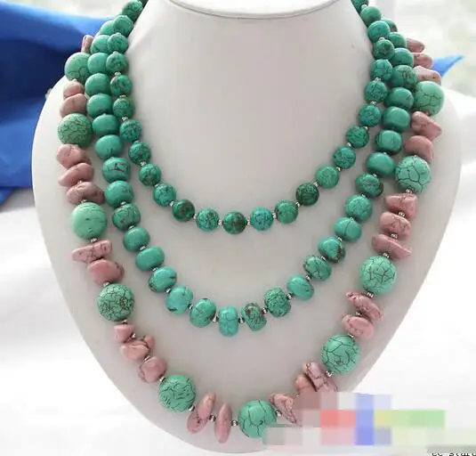 

song voge gem nanJ0488 3row rondelle round green pink turquoise necklace