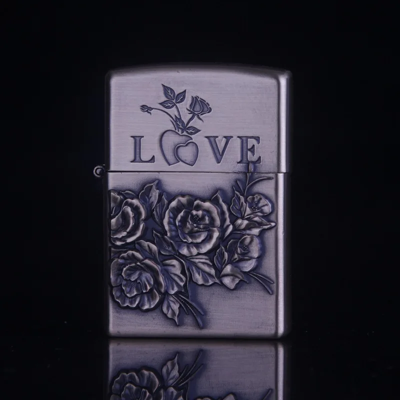 Бронзовая керосиновая Зажигалка rose of love 02, металлические зажигалки, прикуриватель. Для мужчин подарки. Рождественские подарки
