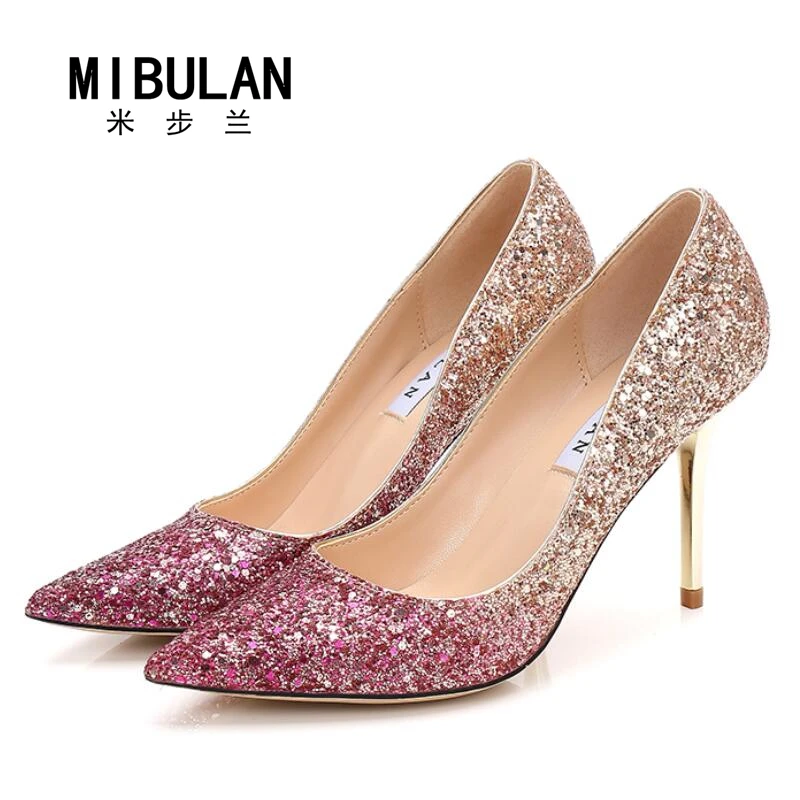 Туфли женские с блестками и градиентом большие размеры|wedding pumps|pumps womenparty pumps |