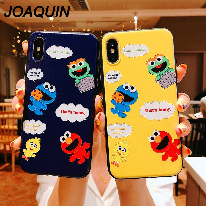 3D Sesame Street Cute Cartoon Relief Soft IMD Case For iPhone 6 6s 7 8 plus 10 X XR XS MAX luxury Phone cover |