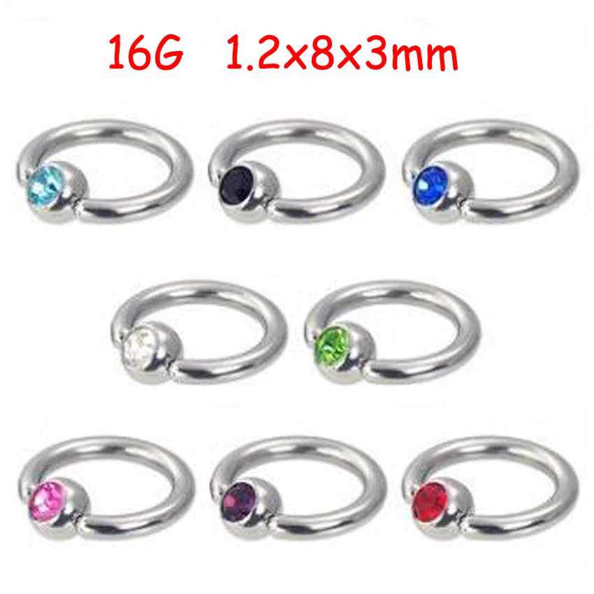 2 шт 16Gx8x3mm титановый Кристалл в пленку шарик кольцо для козелка Спиральные кольца