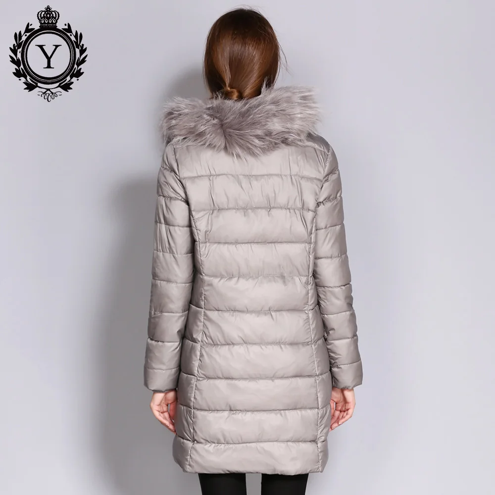 2018 New COUTUDI Winter Women Jacket Coat With Natural Rabbit Fur Collar Women Parkas Double Breasted Women Cotton Padded Jacket