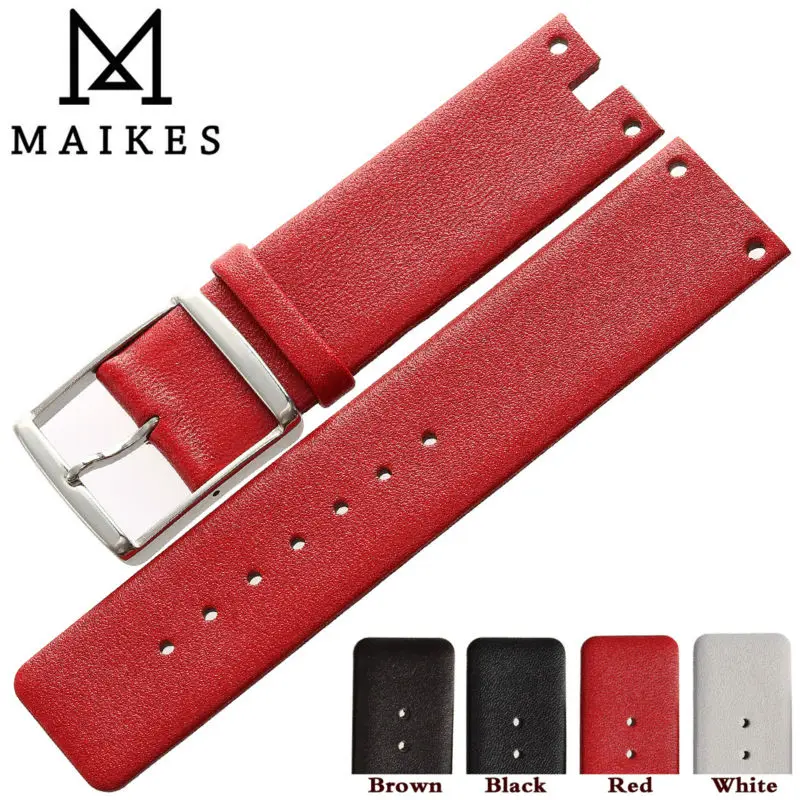 Ремешок для часов MAIKES тонкий мягкий чехол из натуральной телячьей кожи