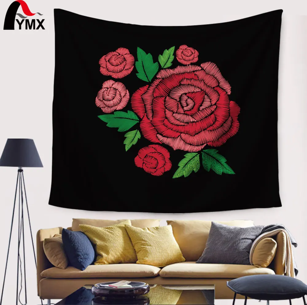 

Beautiful Rose Pattern Tapestry Wall Hanging Polyester Mandala Tapestry Home Decoration Yago Mat Beach Towel Tapiz Gobelin