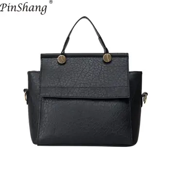 

PinShang Women Handbag PU Leather Handbags Vintage Trapeze Tote Ladies Party Shoulder Bags Female Top-Handle Messenger Bag ZK40