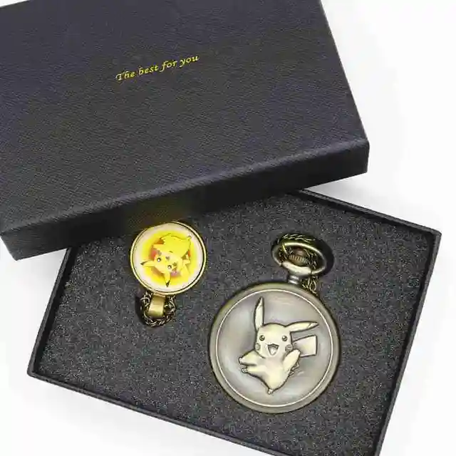 Antique Pocket Watch Cute Pokemon Design Pikachu Bronze Quartz Fob Watches With Antique Pocket Watch Cute Pokemon Design Pikachu Bronze Quartz Fob Watches With