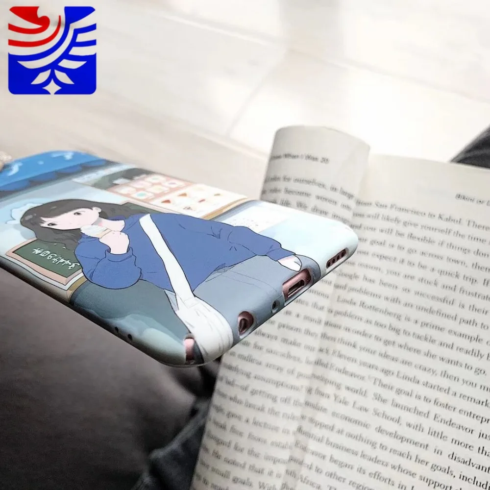 PEIPENG Anime cartoon girl scrub Hard shell For iPhone 7 7Plus 6 6S 6Plus 8 8Plus X XR XS Max TPU Anti-fall lovely Phone Case07