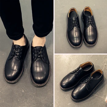 

New Autumn/Winter Men Shoes Pu Leather Martin Casual Shoe Men Nice Fashion Men Flats England Retro Black Low Man Shoes Size25-66