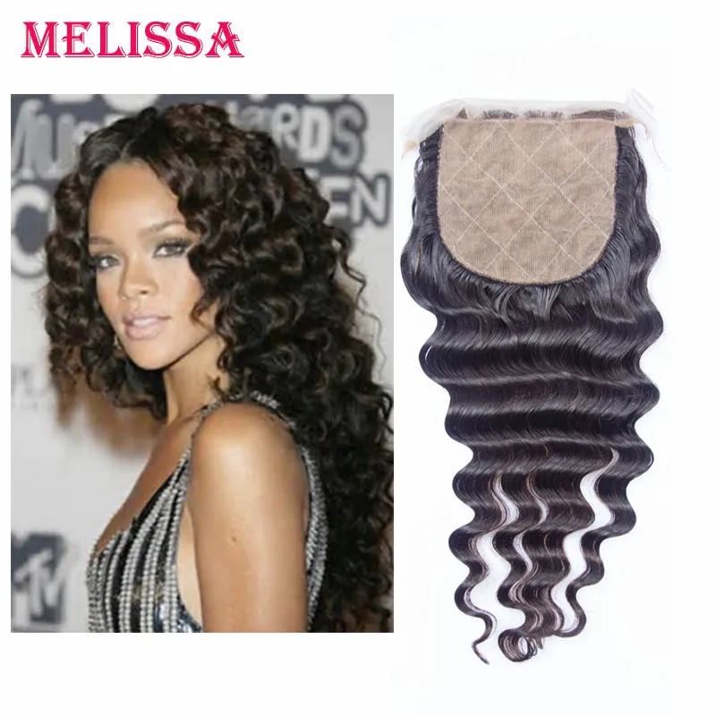 

Brazilian Silk Base Closure Deep Wave Unprocessed Virgin Brazilian Hair Curly Silk Base Closure With Baby Hair 4x4 Swiss Lace