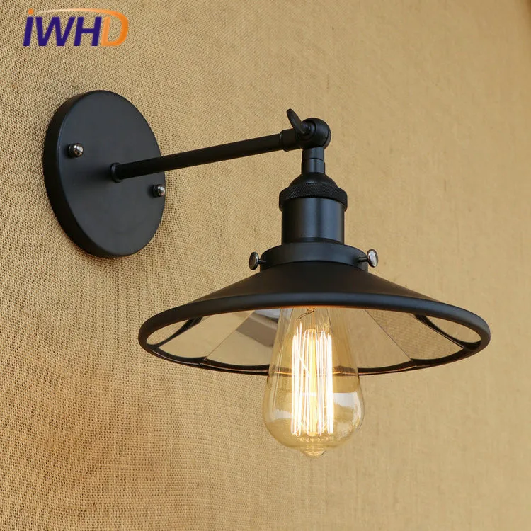 

IWHD Vintage Industrial Loft LED Wall Lamp Lens Lampshade RH Retro Wall Light Fixtures Home Lighting Applique Murale Luminaire