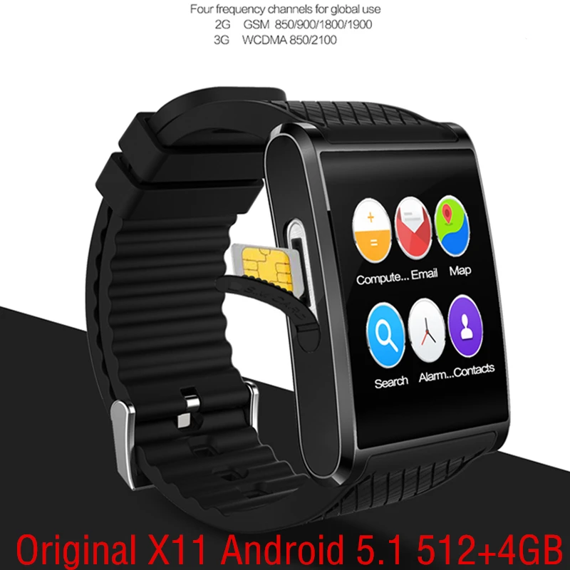 Android 5 1 Смарт часы X11 smartwatch 512M ram 4G rom 3G gps SIM камера bluetooth для ios apple iphone samsung