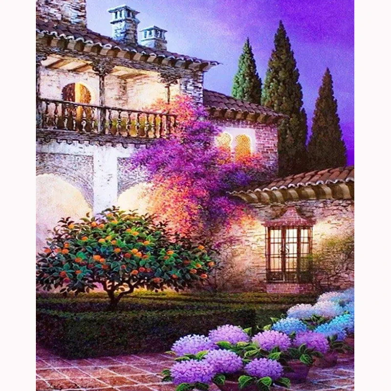 New,Full,Cottage,Garden,5D,DIY,Diamond Painting,Needlework,Diamond Embroidery,Cross Stitch,Round,Rhinestone,Home,Decoration,LK1