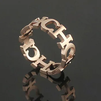 

Hot Sell High Quality Stainless Steel CH Hollow Design Women Men Finger Knuckle Ring Rose Gold Fashion Jewelry