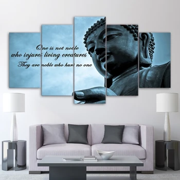 

Wall Art Pictures HD Printed 5 Pieces Huge Buddha Statue Zen Canvas Poster Modern Living Room Decor Art Painting Artwork