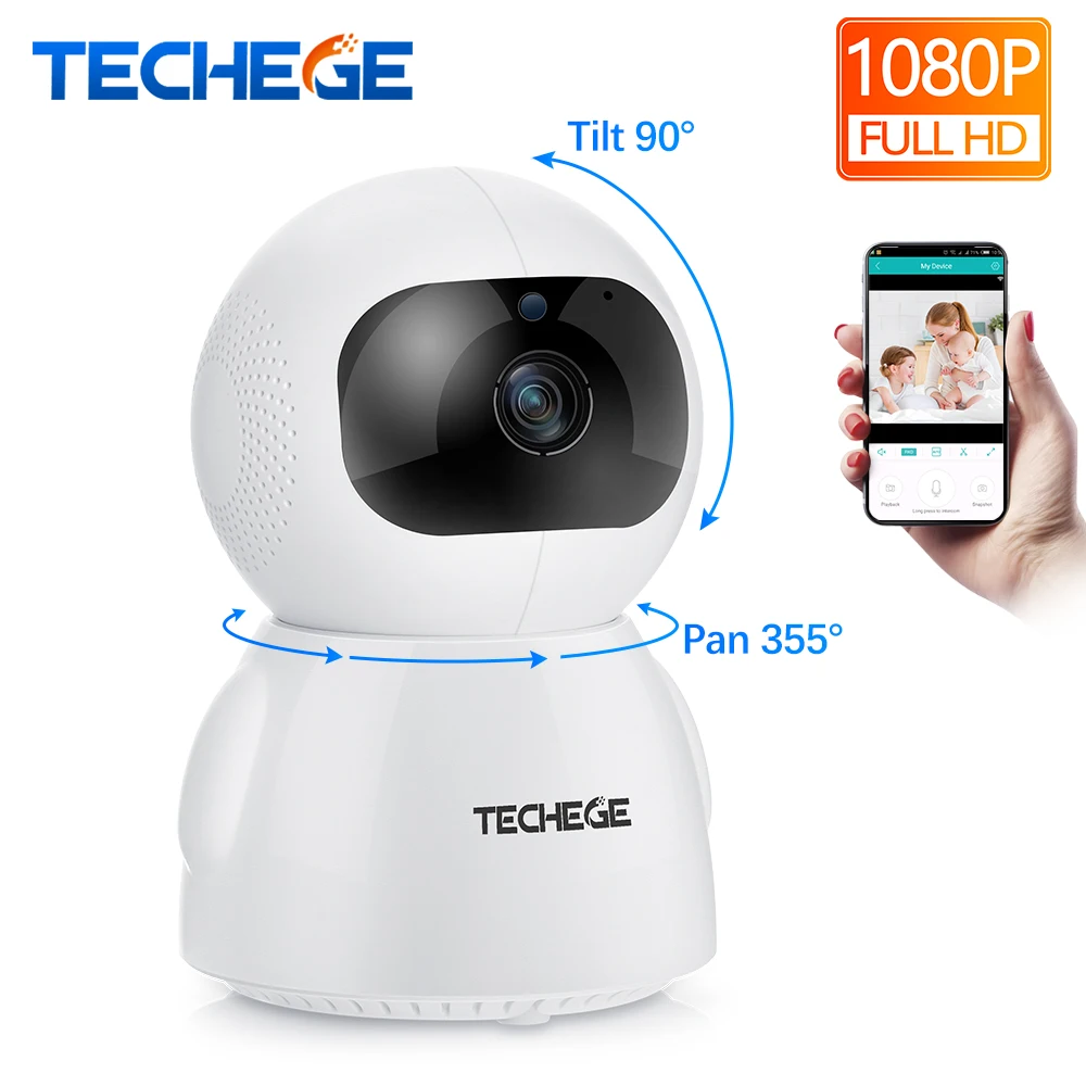 Techege, 1080 P, 720 P, IP камера, беспроводная домашняя камера безопасности, камера наблюдения, Wifi, ночное видение, CCTV камера, 2 Мп, детский монитор