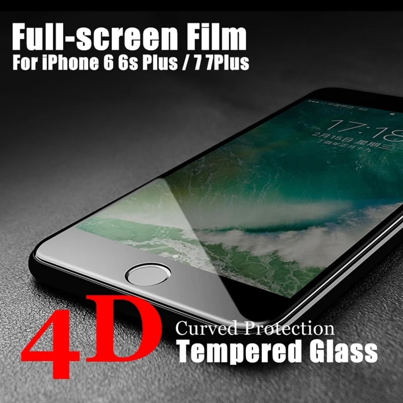 

4D Screen Protector Film for iPhone 6 6s Plus New 3D Cold Carving Full Cover 9H Hight Quality Tempered Glass for iPhone 7 7 Plus