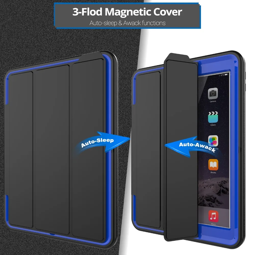 

Luxury Smart Wake up function Case For iPad 9.7 2017 2018 A1822 A1823 Safe Armor Shockproof Heavy Duty Silicone Hard Cover