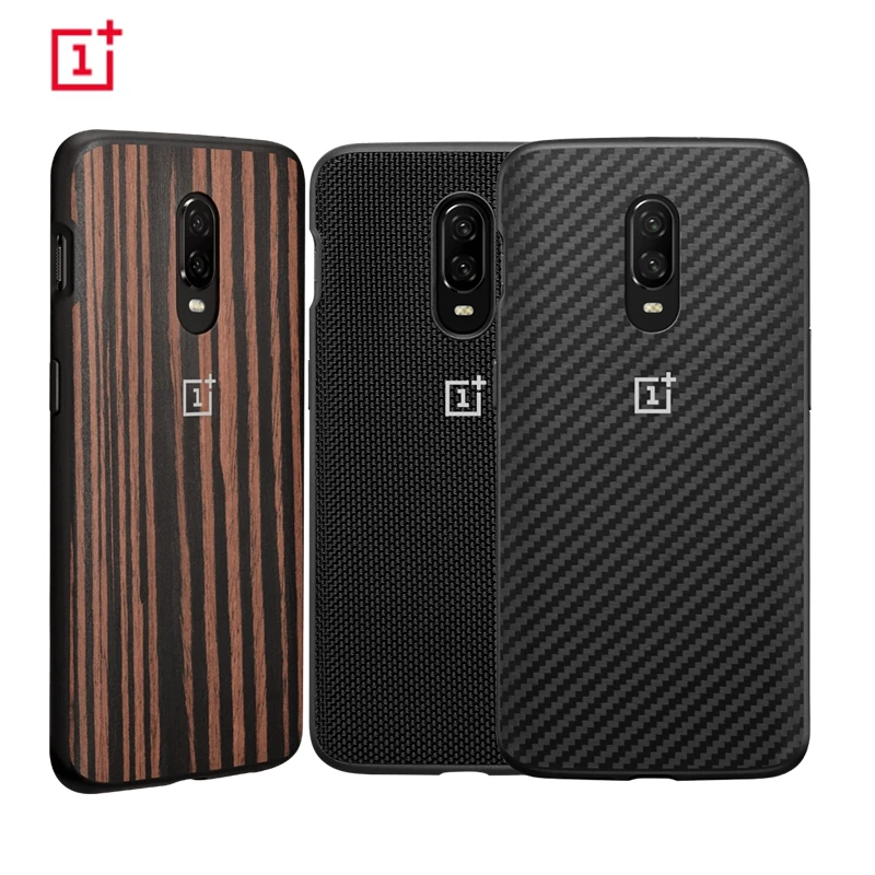 

Official For OnePlus 6T Case Cover Original Nylon Karbon Kevlar Ebony Wood + TPU Case For One Plus 6T Cover Protective Shield