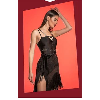 

High Quality Girls Black Red Latin Dresses Performance Training Bacatta Salsa Latin Dance Dress for women UD-05