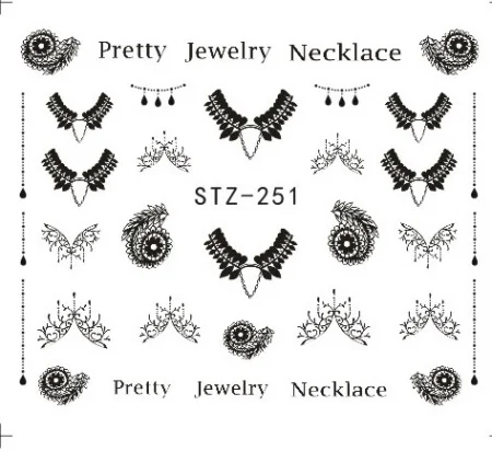 1 лист, сделай сам, черное ожерелье, ювелирный дизайн, мода, переводные наклейки для ногтей, Переводные картинки, инструменты для маникюра, STZ249-510 - Цвет: STZ251