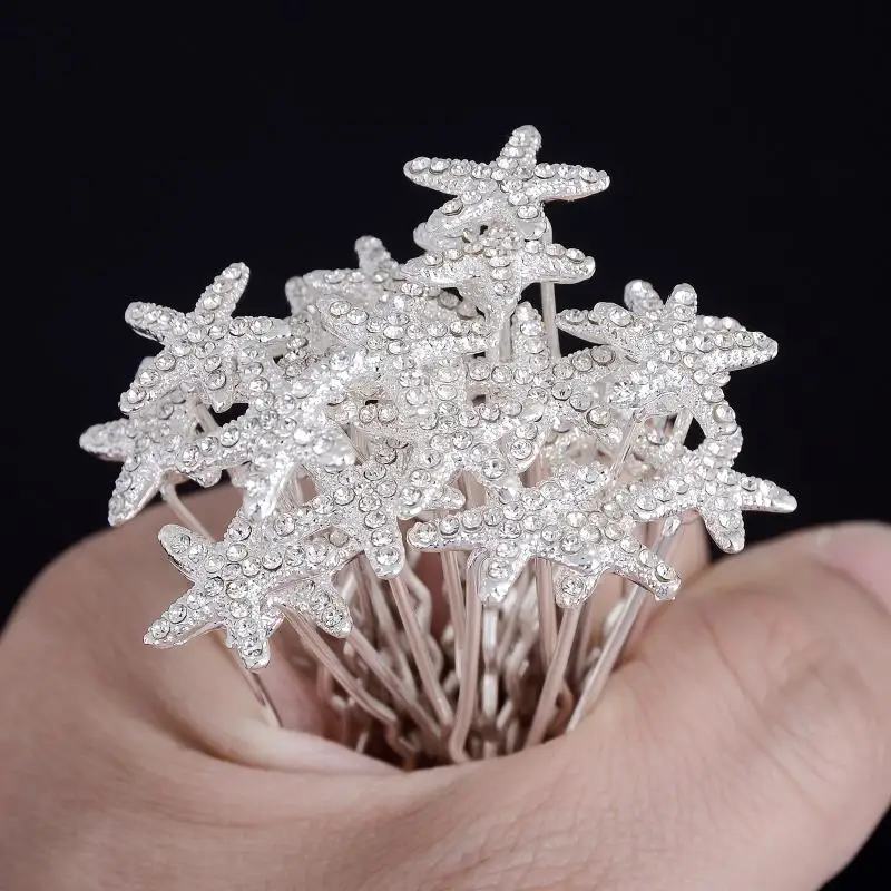 20pcs Lot Wedding Hairpins Crystal Starfish Hair Pin Clips Women